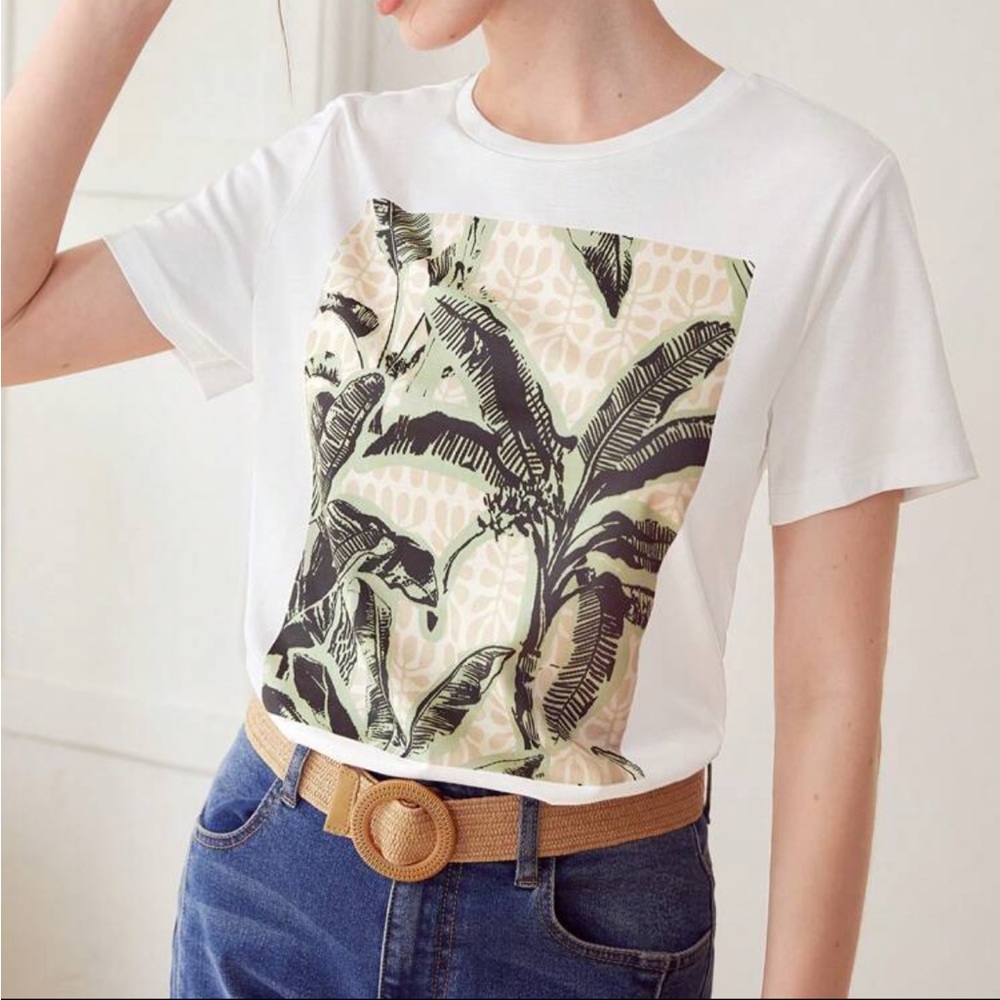 MOTF Premium Tropical Print Cotton T Shirt